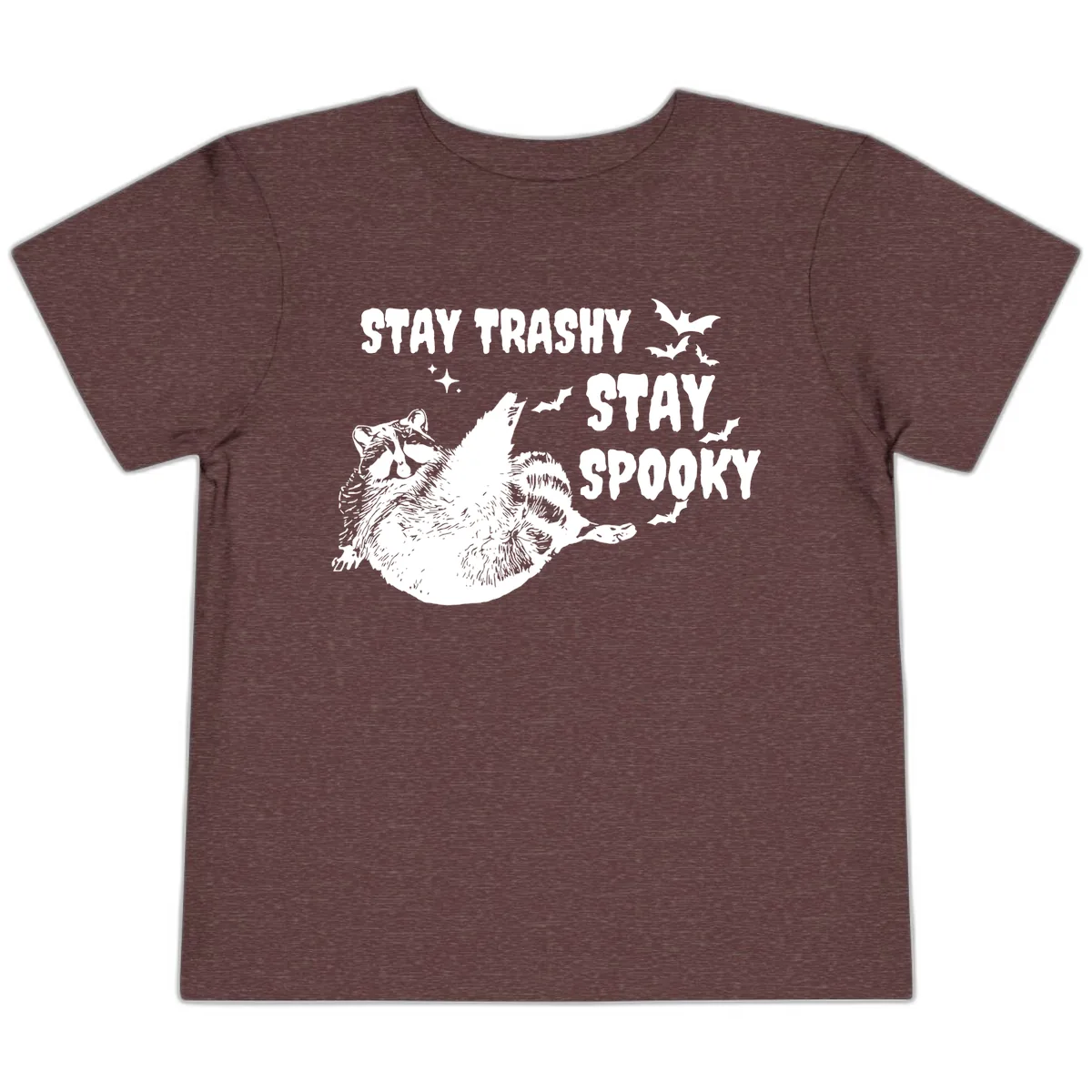 Stay Trashy Stay Spooky Raccoon Toddler T-Shirt in Heather Maroon