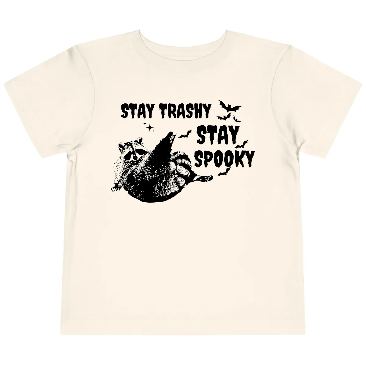 Stay Trashy Stay Spooky Raccoon Toddler T-Shirt in Natural