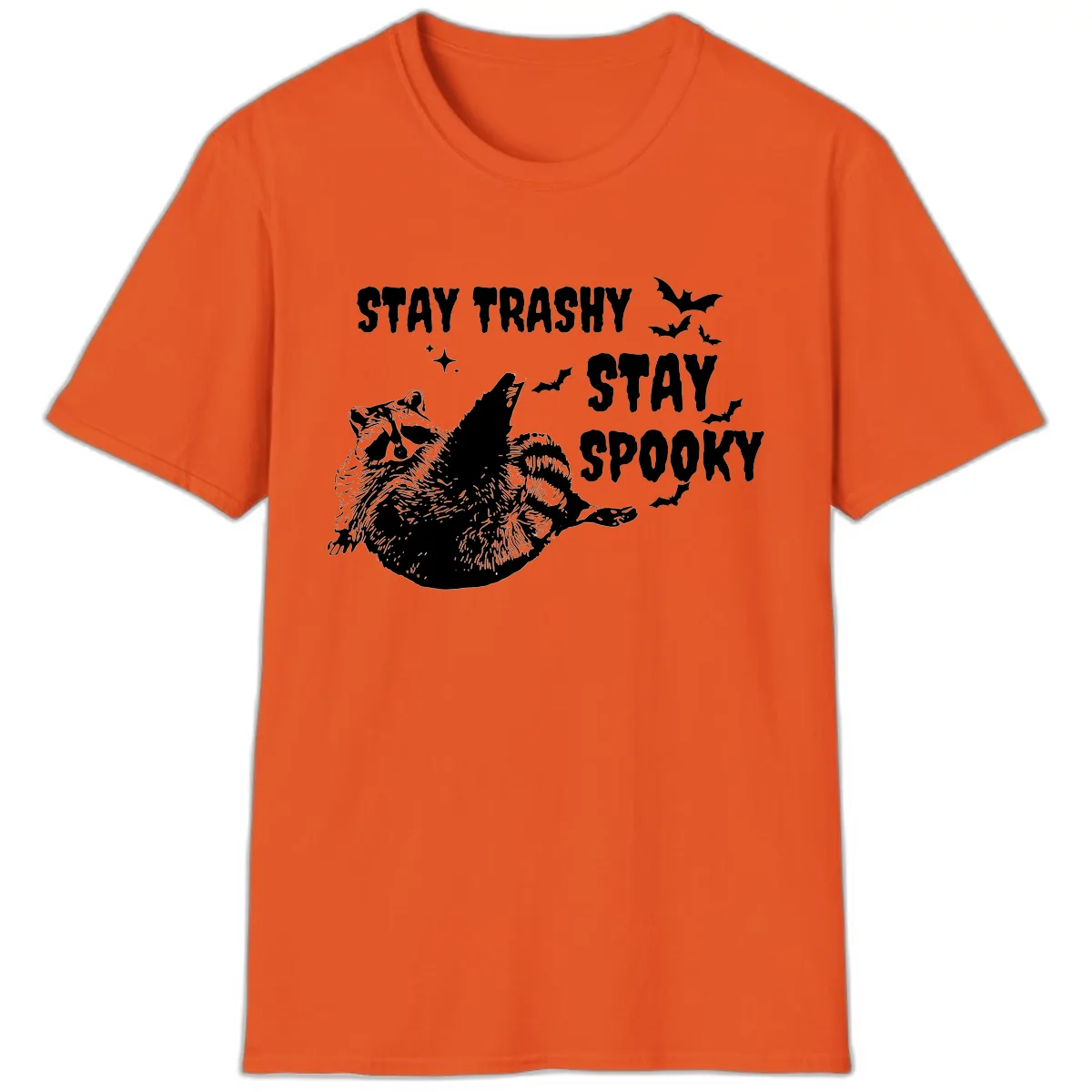 Stay Trashy Stay Spooky Raccoon T-Shirt in Orange