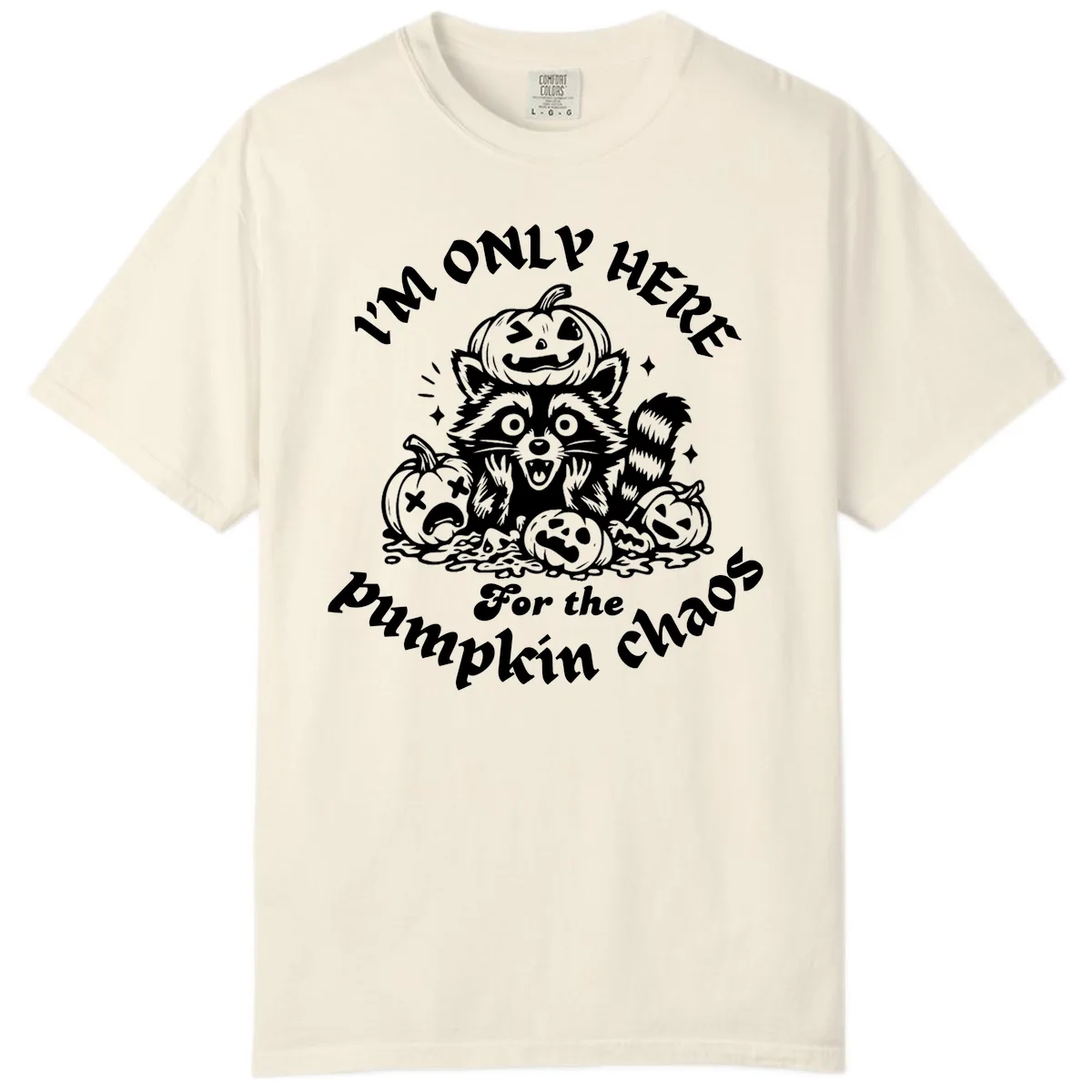Raccoon For Pumpkin Chaos Halloween Comfort Color in Ivory