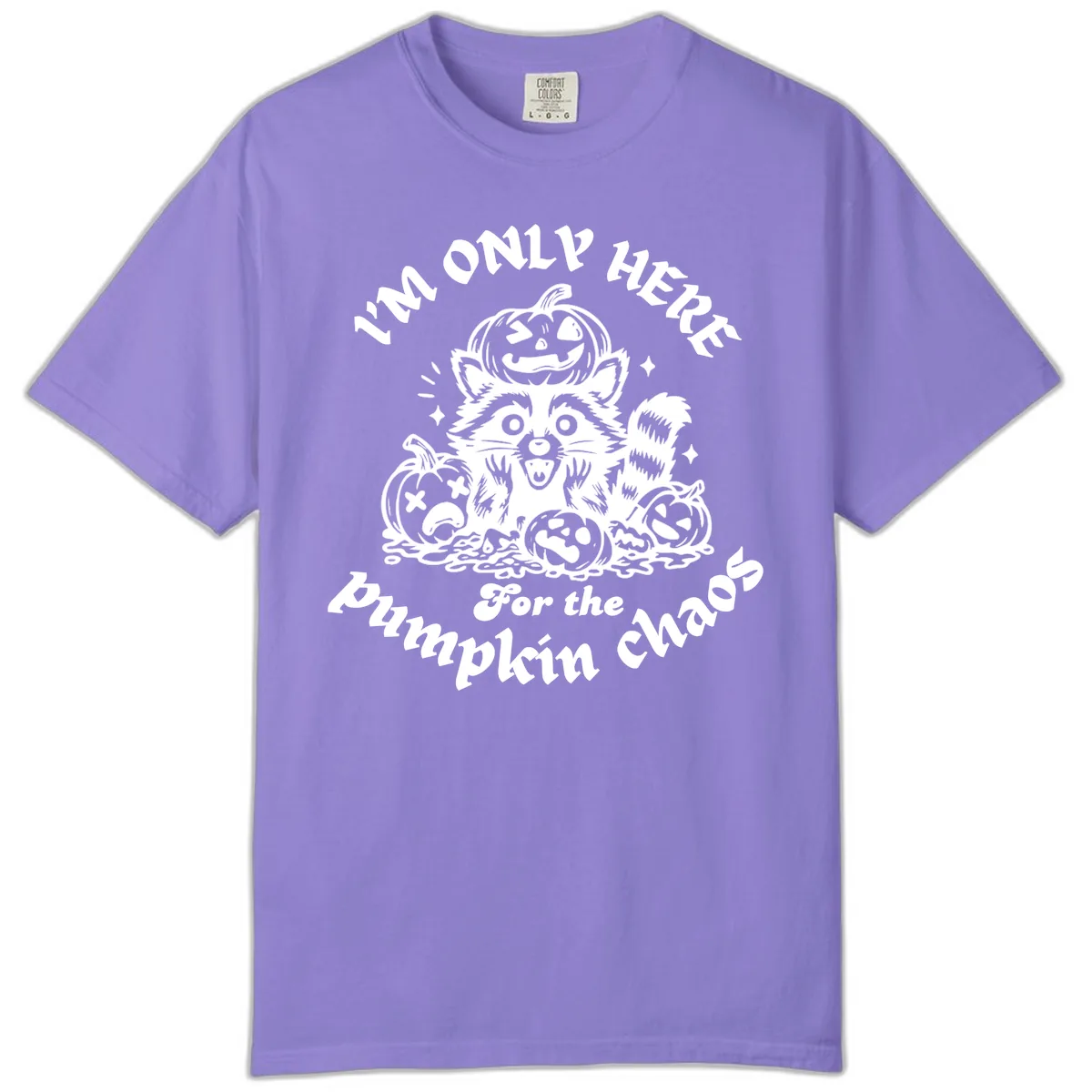 Raccoon For Pumpkin Chaos Halloween Comfort Color in Violet