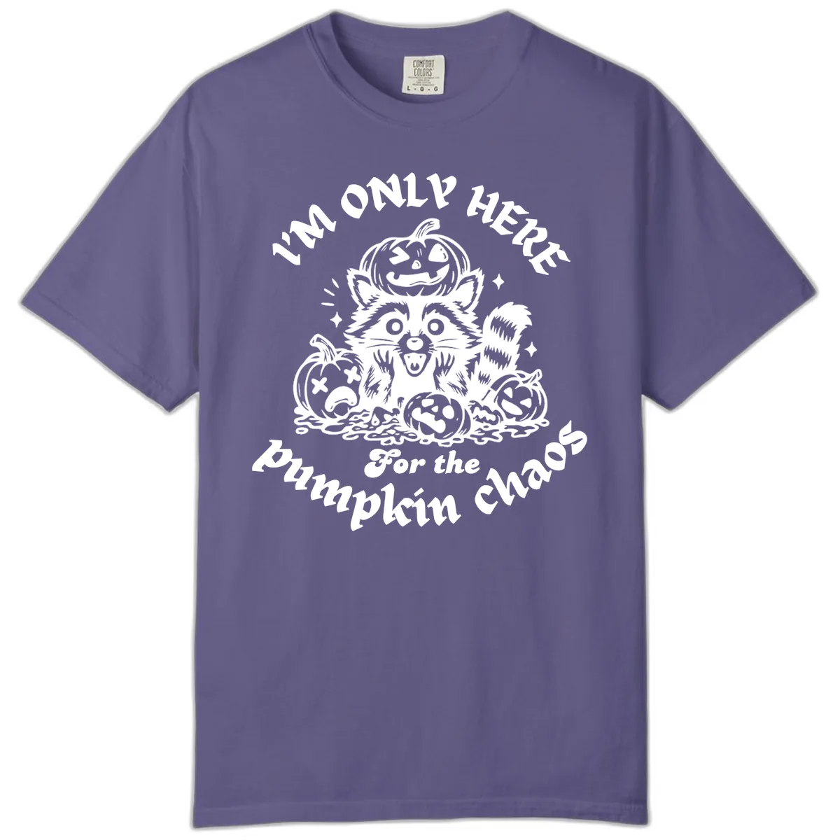 Raccoon For Pumpkin Chaos Halloween Comfort Color in Grape