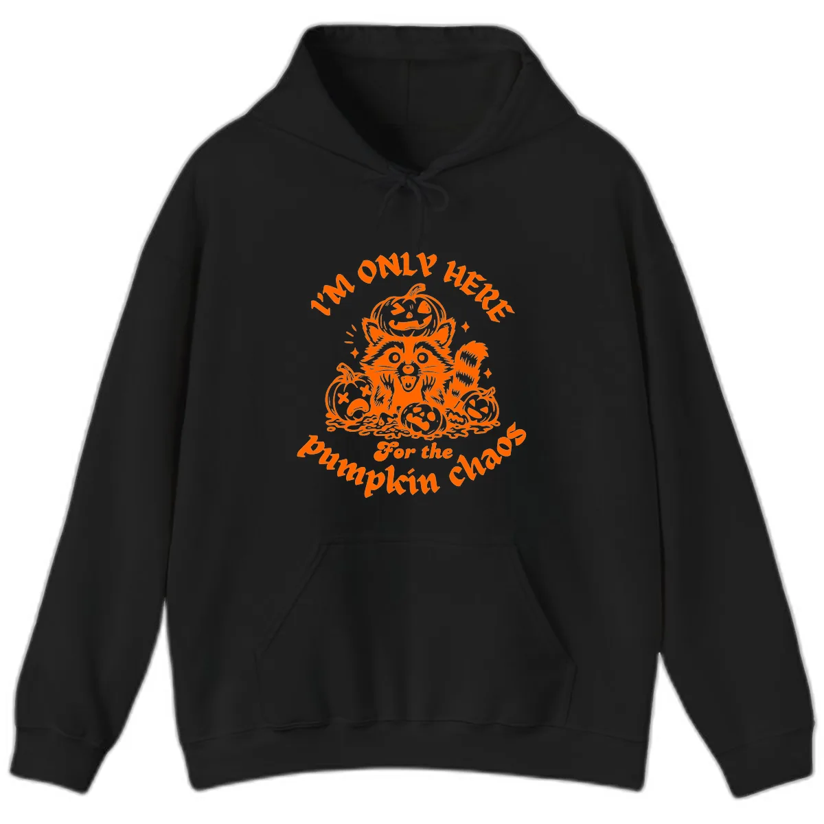 Raccoon For Pumpkin Chaos Halloween Hoodie in Black