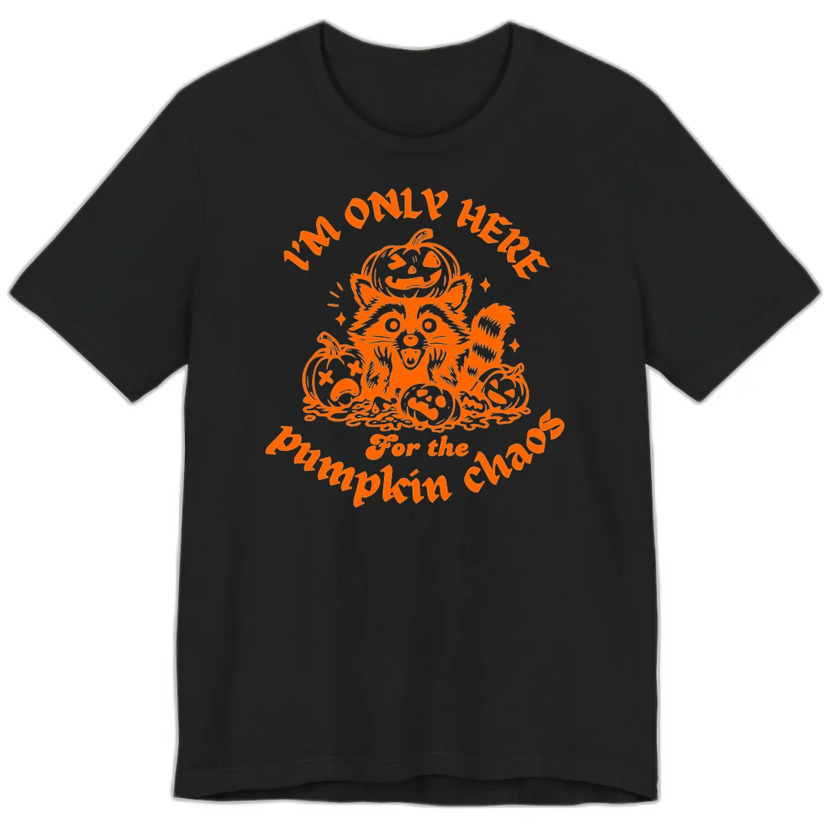 Raccoon For Pumpkin Chaos Halloween Premium T-Shirt in Black