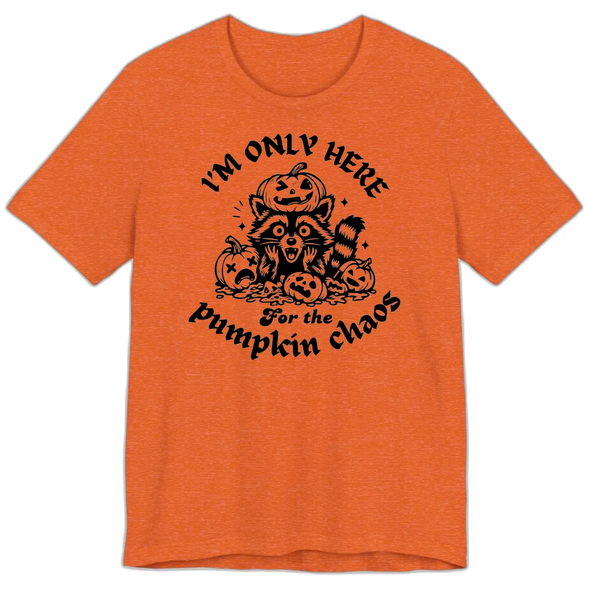 Raccoon For Pumpkin Chaos Halloween Premium T-Shirt in Heather Orange