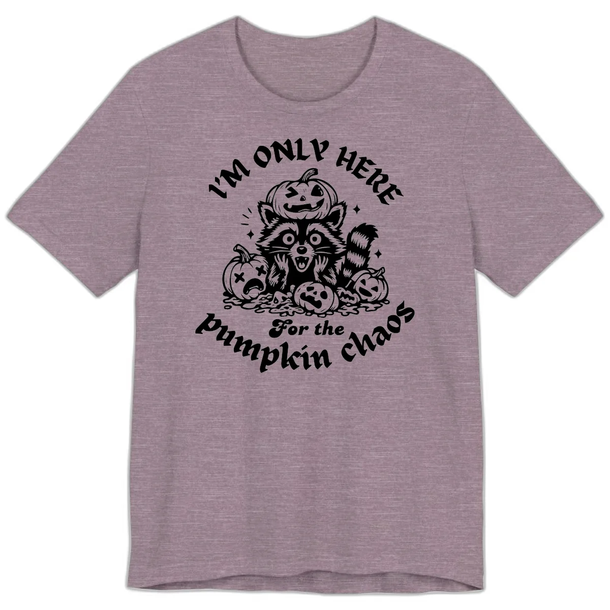 Raccoon For Pumpkin Chaos Halloween Premium T-Shirt in Heather Purple