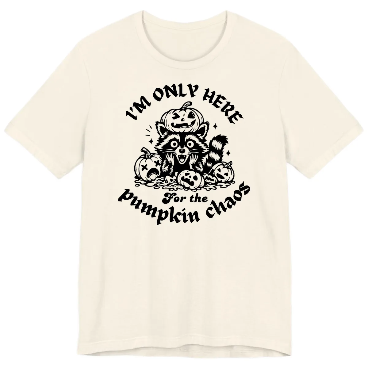 Raccoon For Pumpkin Chaos Halloween Premium T-Shirt in Natural
