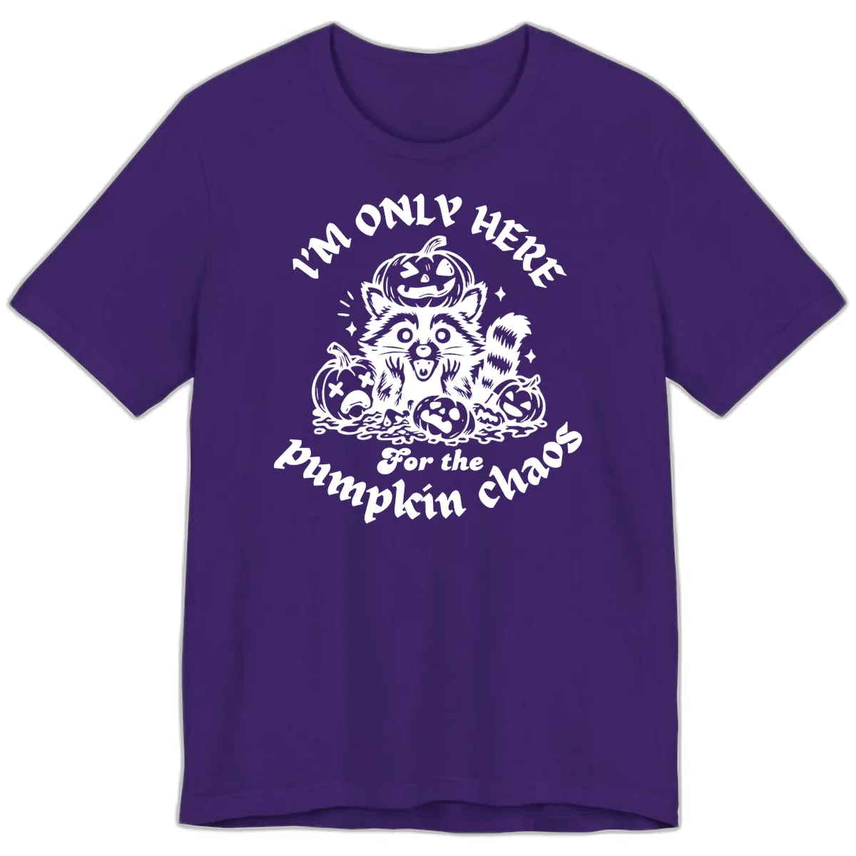 Raccoon For Pumpkin Chaos Halloween Premium T-Shirt in Team Purple