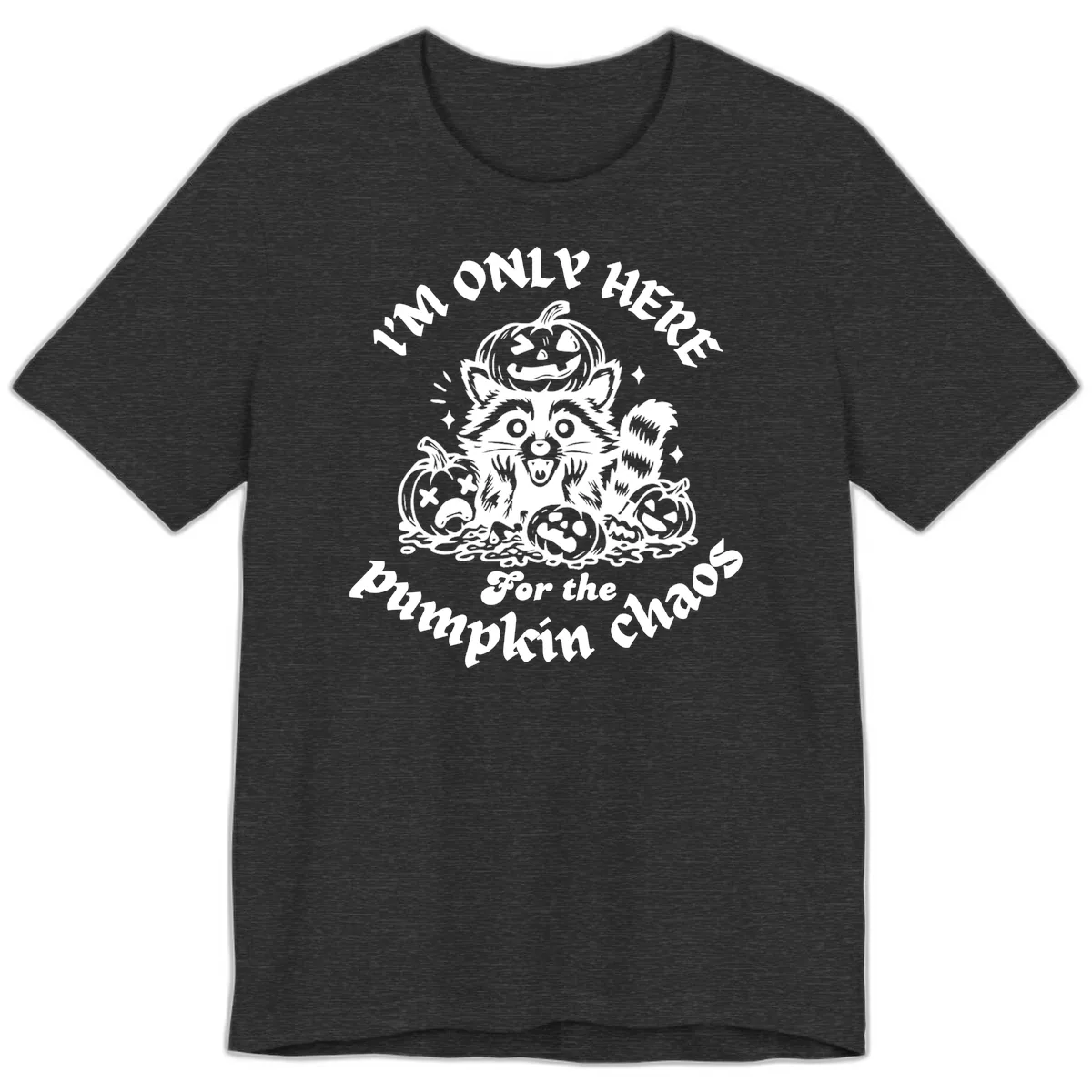 Raccoon For Pumpkin Chaos Halloween Premium T-Shirt in Dark Grey Heather