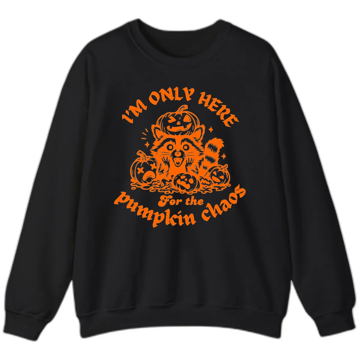 Raccoon For Pumpkin Chaos Halloween Sweatshirt in Black