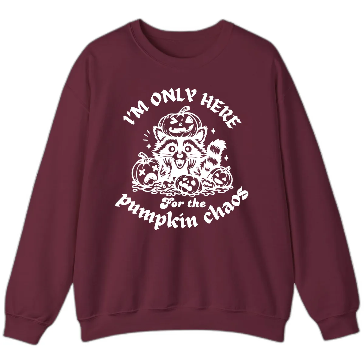 Raccoon For Pumpkin Chaos Halloween Sweatshirt in Maroon