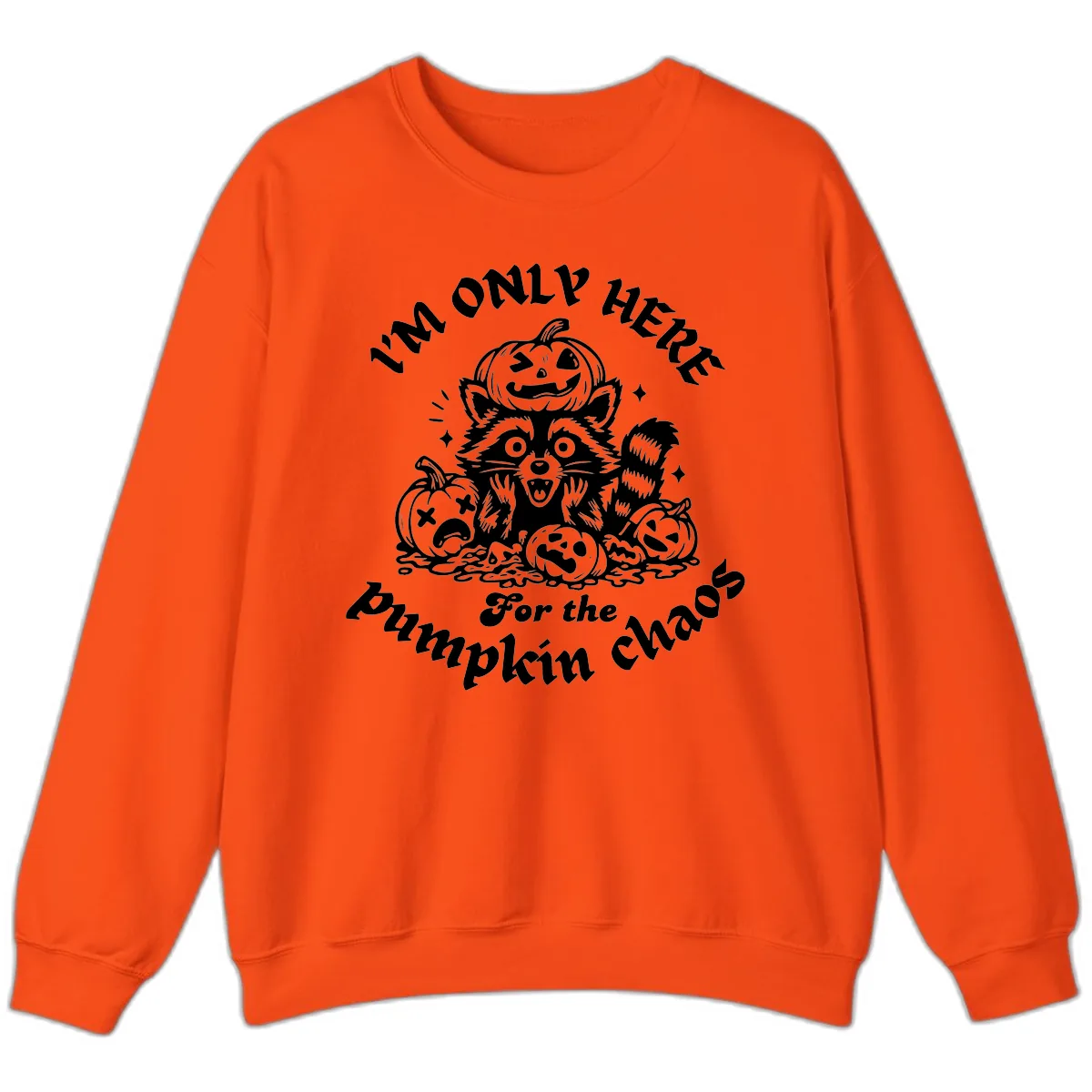 Raccoon For Pumpkin Chaos Halloween Sweatshirt in Orange