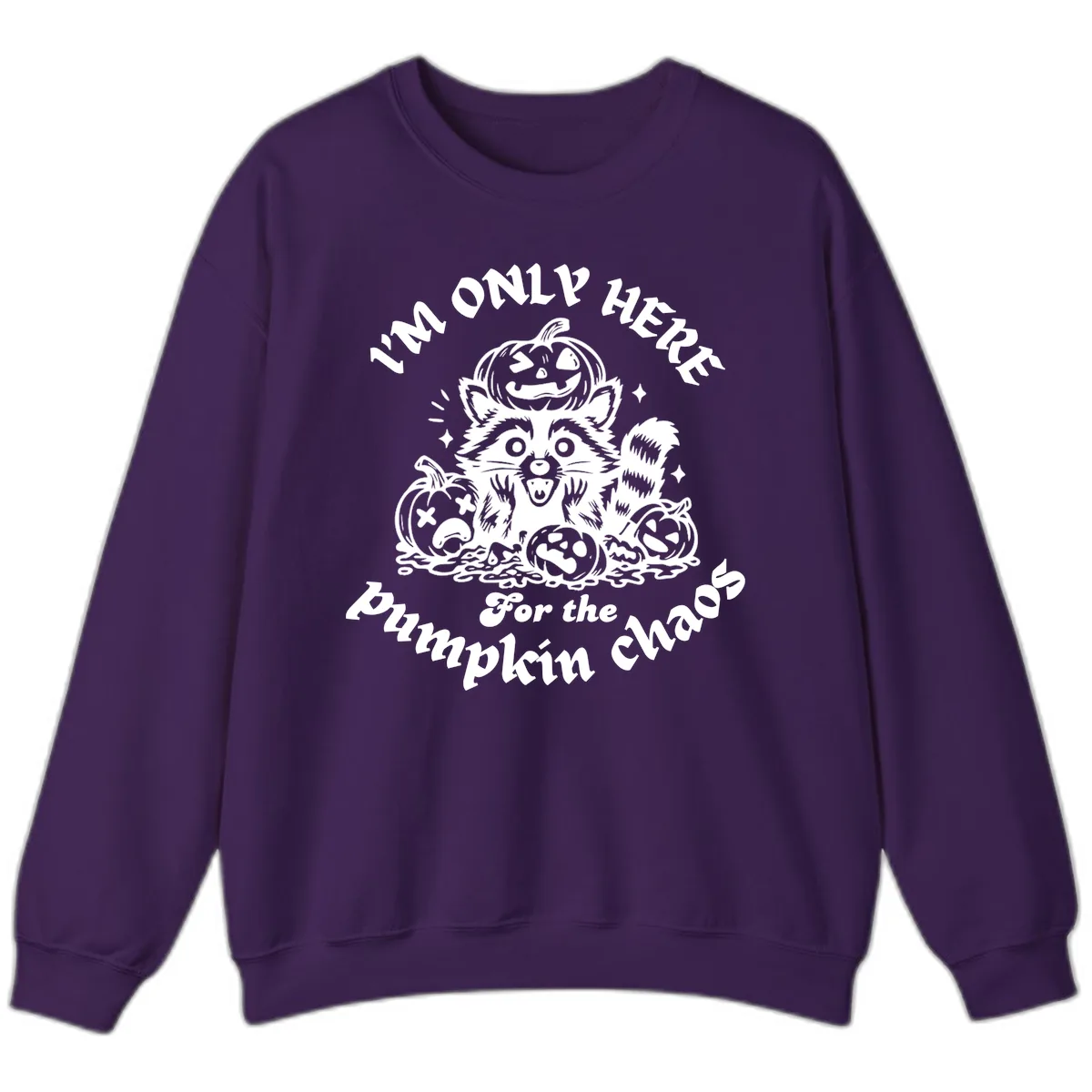 Raccoon For Pumpkin Chaos Halloween Sweatshirt in Purple