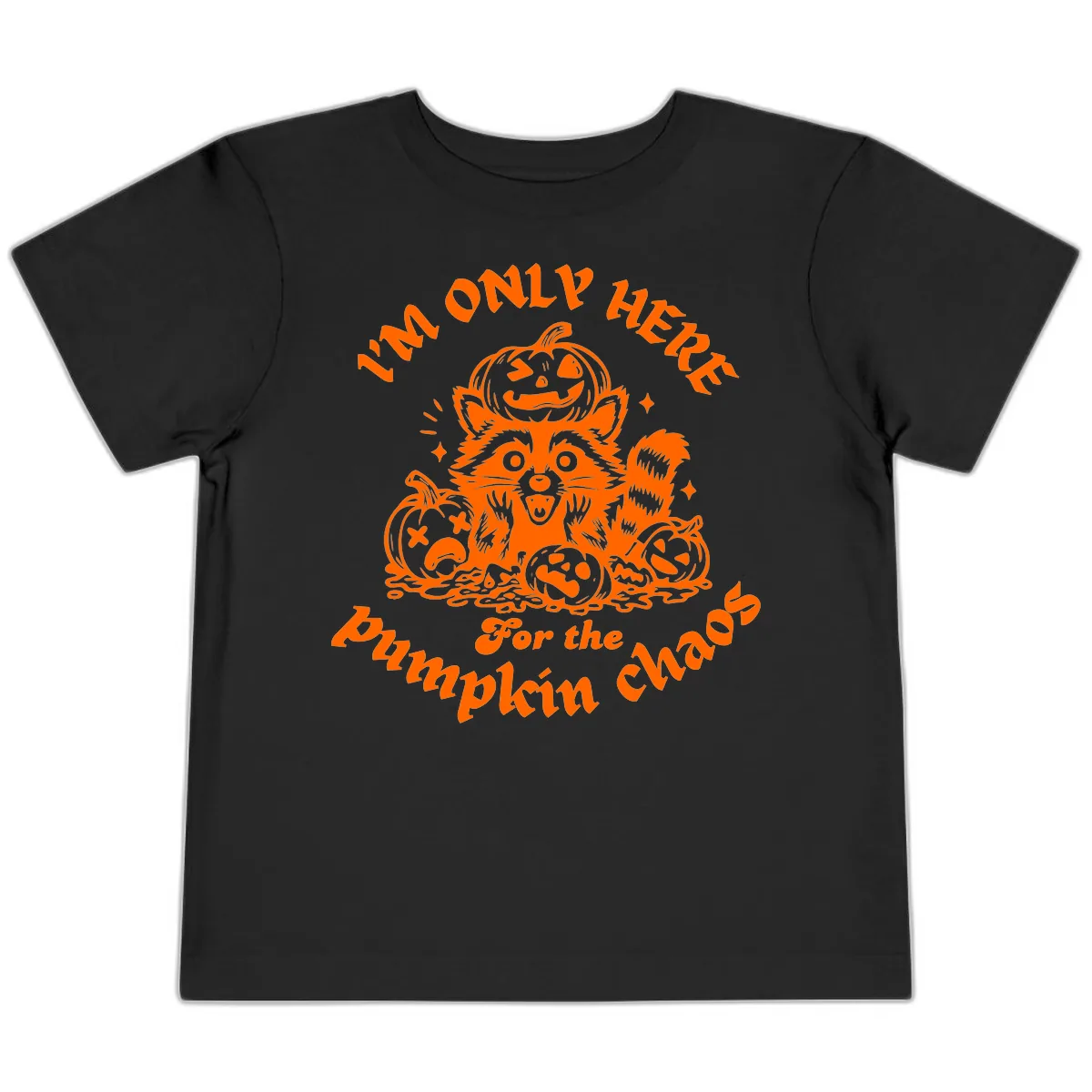 Raccoon For Pumpkin Chaos Halloween Toddler T-Shirt in Black