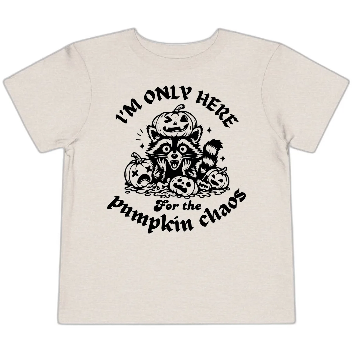 Raccoon For Pumpkin Chaos Halloween Toddler T-Shirt in Heather Dust