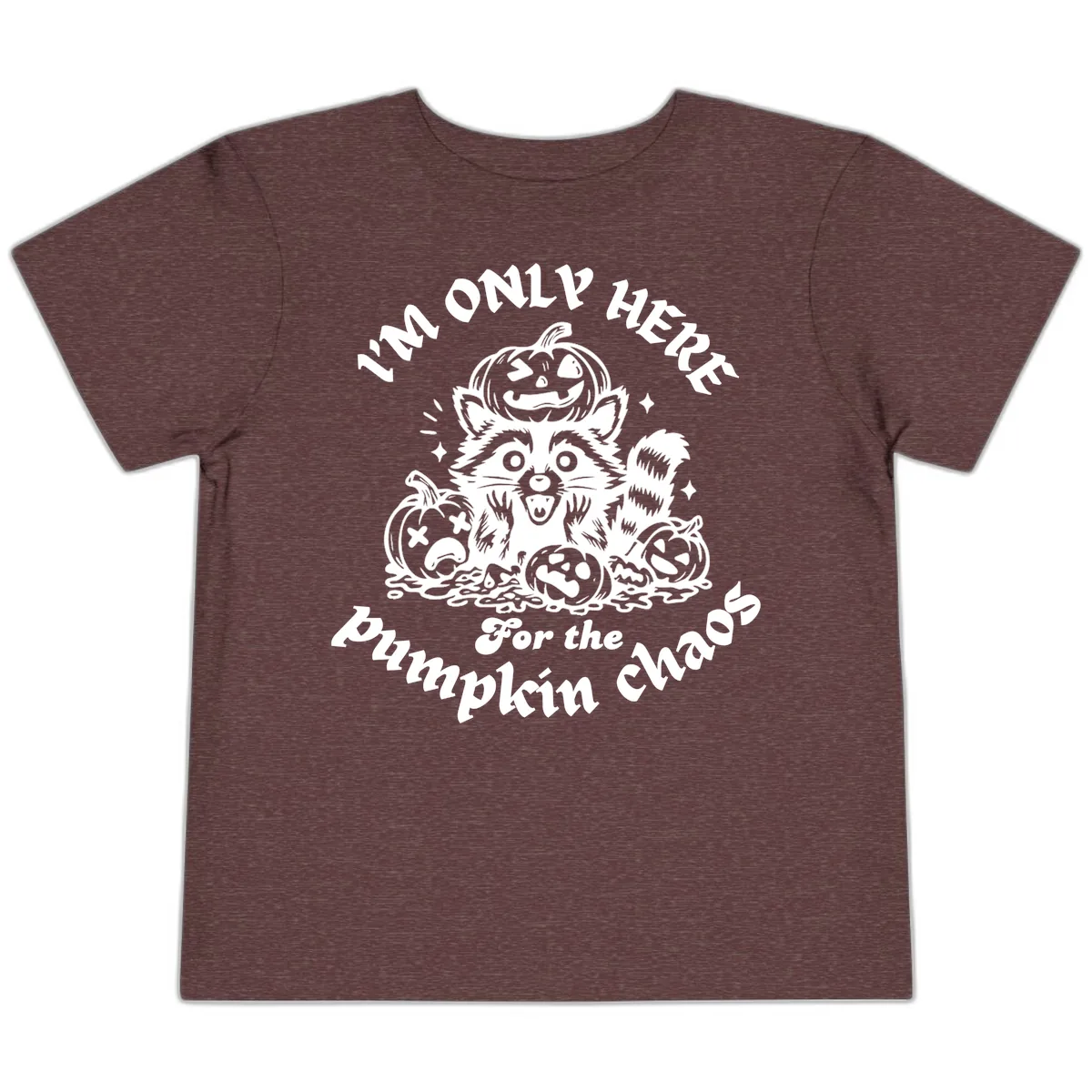 Raccoon For Pumpkin Chaos Halloween Toddler T-Shirt in Heather Maroon