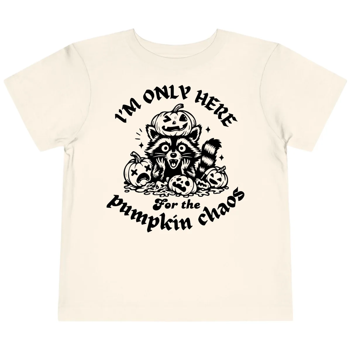 Raccoon For Pumpkin Chaos Halloween Toddler T-Shirt in Natural