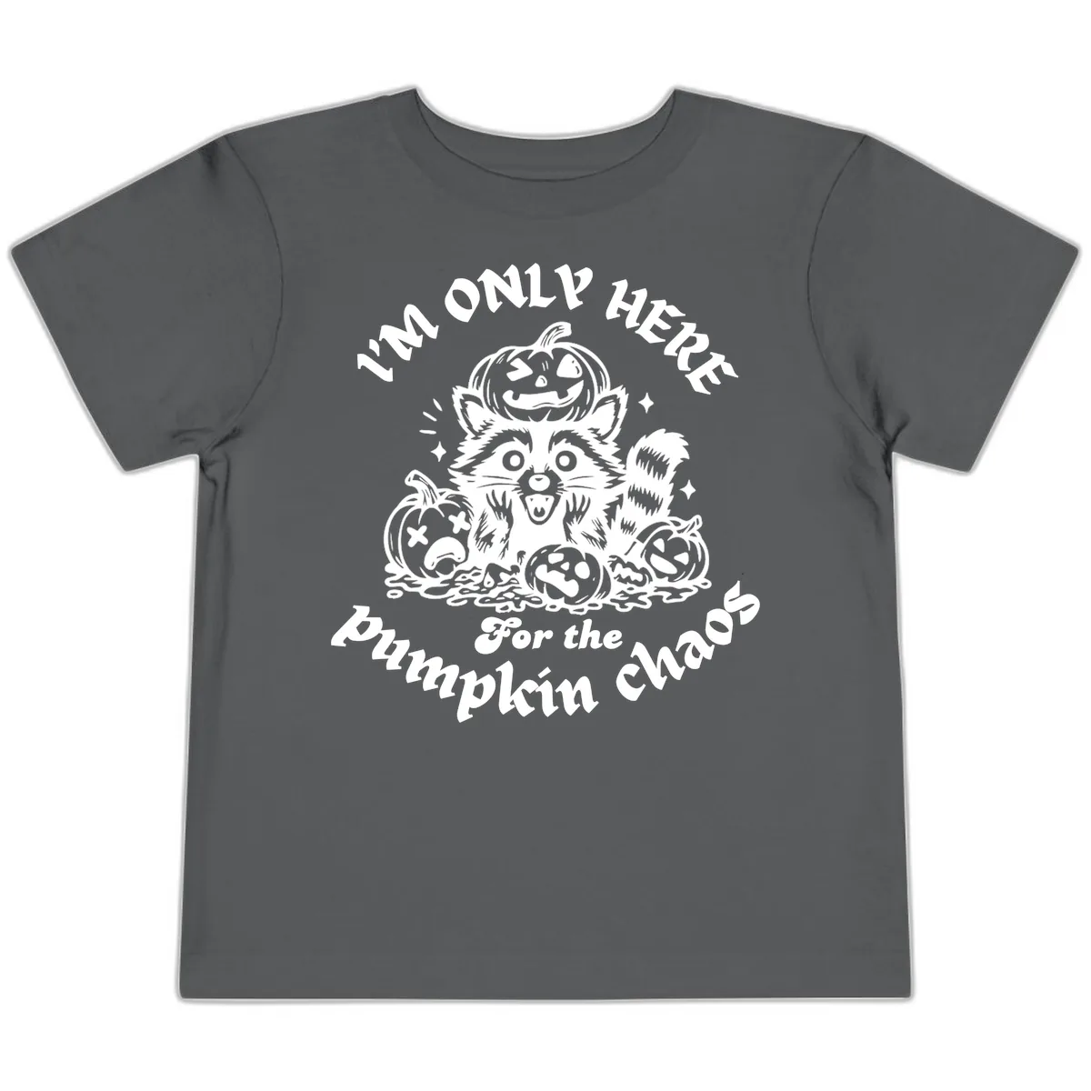 Raccoon For Pumpkin Chaos Halloween Toddler T-Shirt in Asphalt