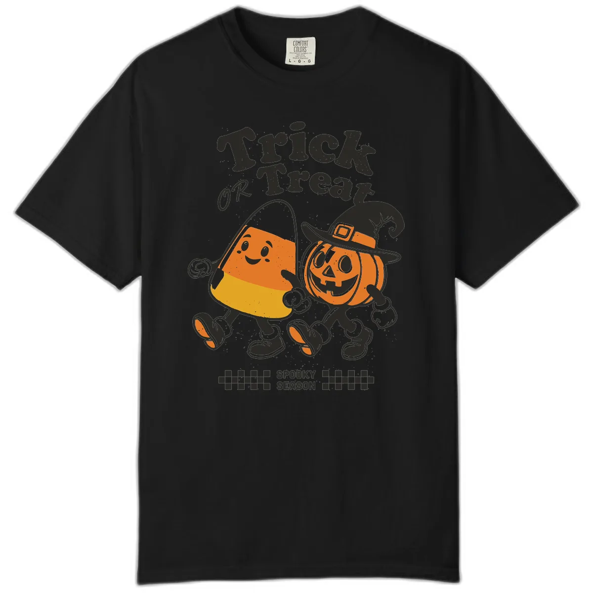 Trick Or Treat Candy Corn Pumpkin Pals Comfort Color in Black