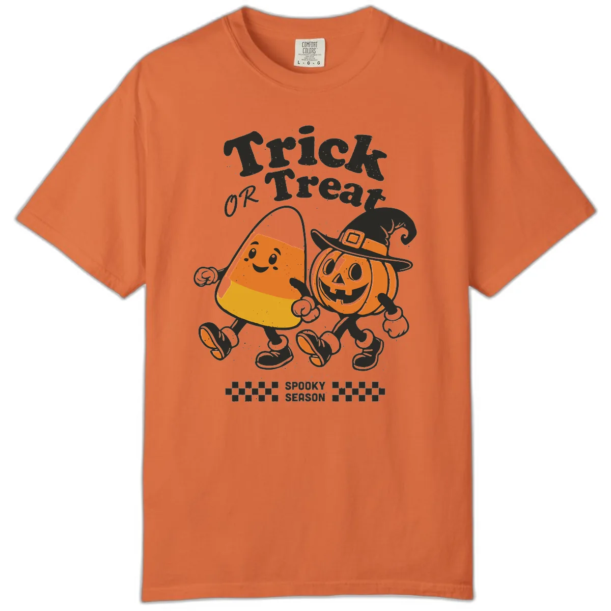 Trick Or Treat Candy Corn Pumpkin Pals Comfort Color in Burnt Orange