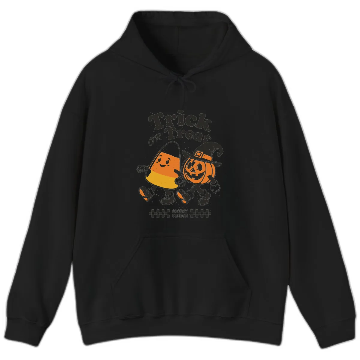 Trick Or Treat Candy Corn Pumpkin Pals Hoodie in Black