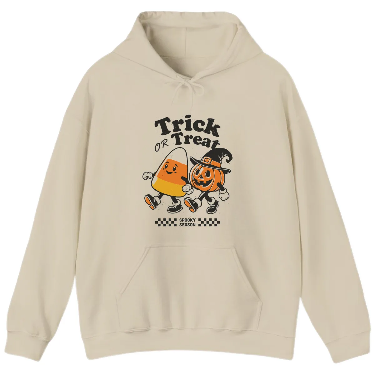 Trick Or Treat Candy Corn Pumpkin Pals Hoodie in Sand