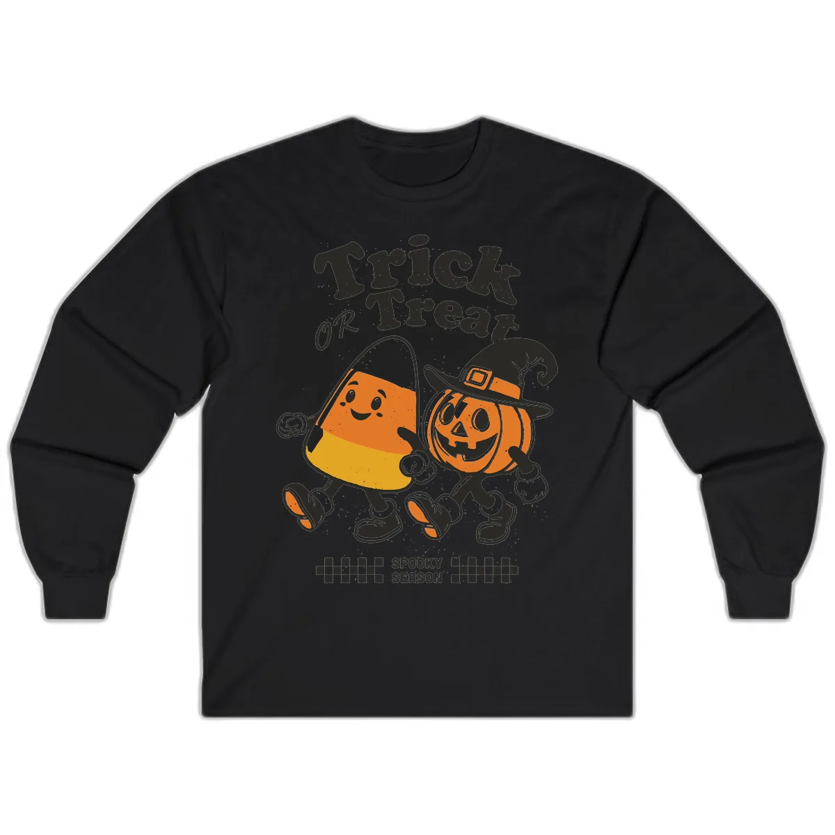 Trick Or Treat Candy Corn Pumpkin Pals Long Sleeve in Black