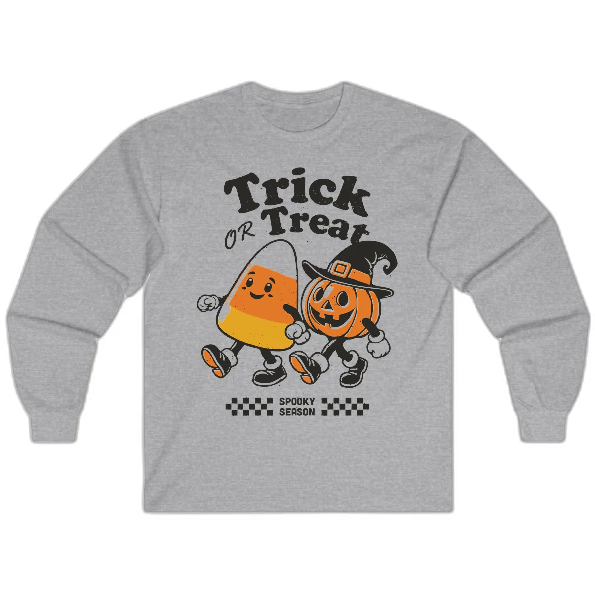 Trick Or Treat Candy Corn Pumpkin Pals Long Sleeve in Sport Grey