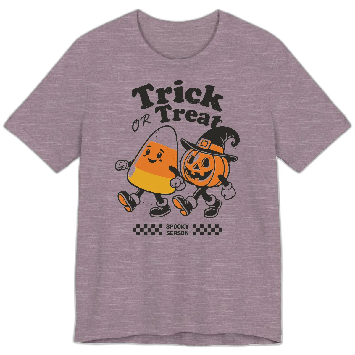 Trick Or Treat Candy Corn Pumpkin Pals Premium T-Shirt in Heather Purple