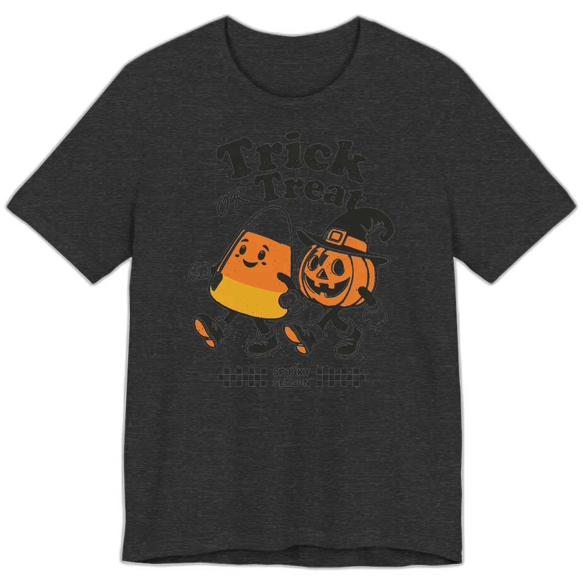 Trick Or Treat Candy Corn Pumpkin Pals Premium T-Shirt in Dark Grey Heather