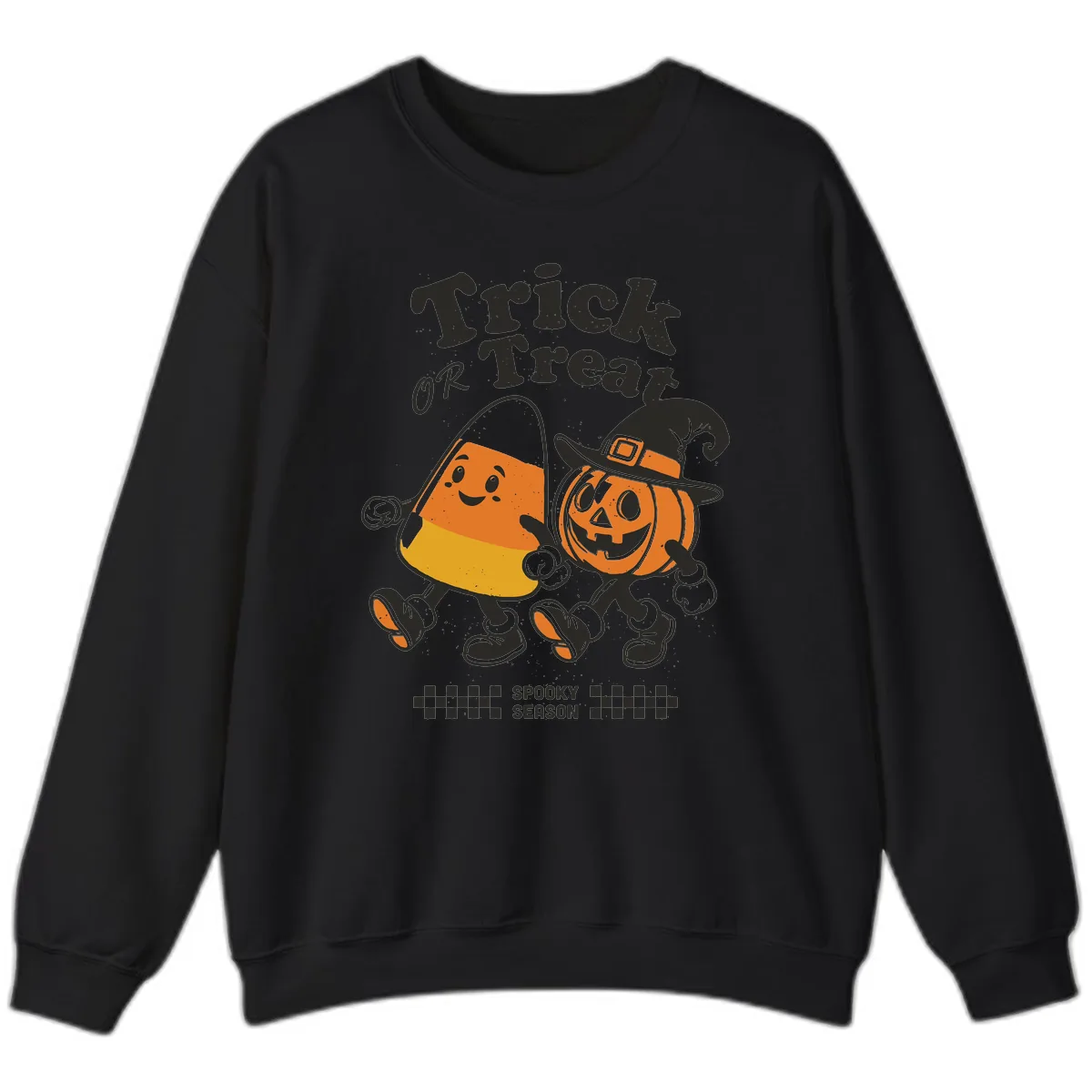 Trick Or Treat Candy Corn Pumpkin Pals Sweatshirt in Black