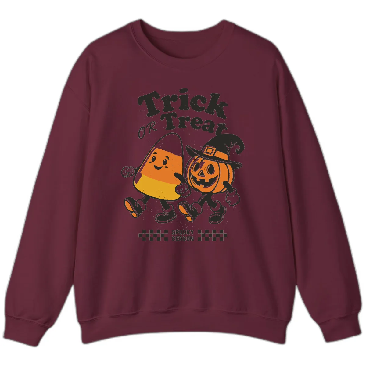 Trick Or Treat Candy Corn Pumpkin Pals Sweatshirt in Maroon
