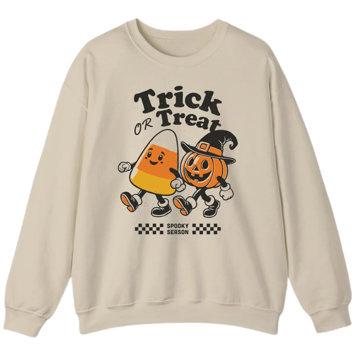 Trick Or Treat Candy Corn Pumpkin Pals Sweatshirt in Sand