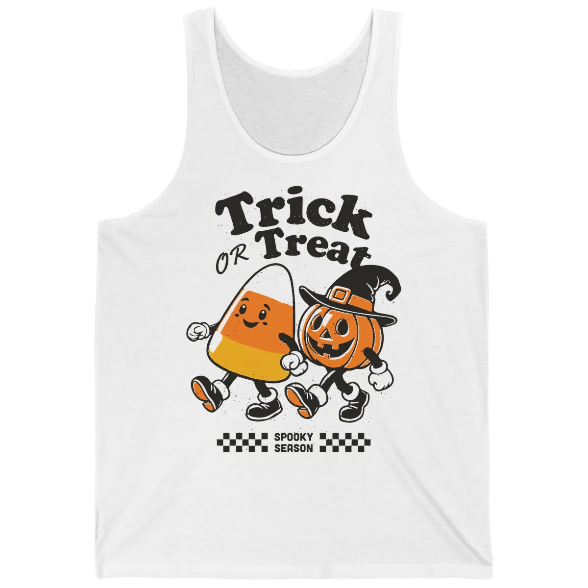 Trick Or Treat Candy Corn Pumpkin Pals Tank in White