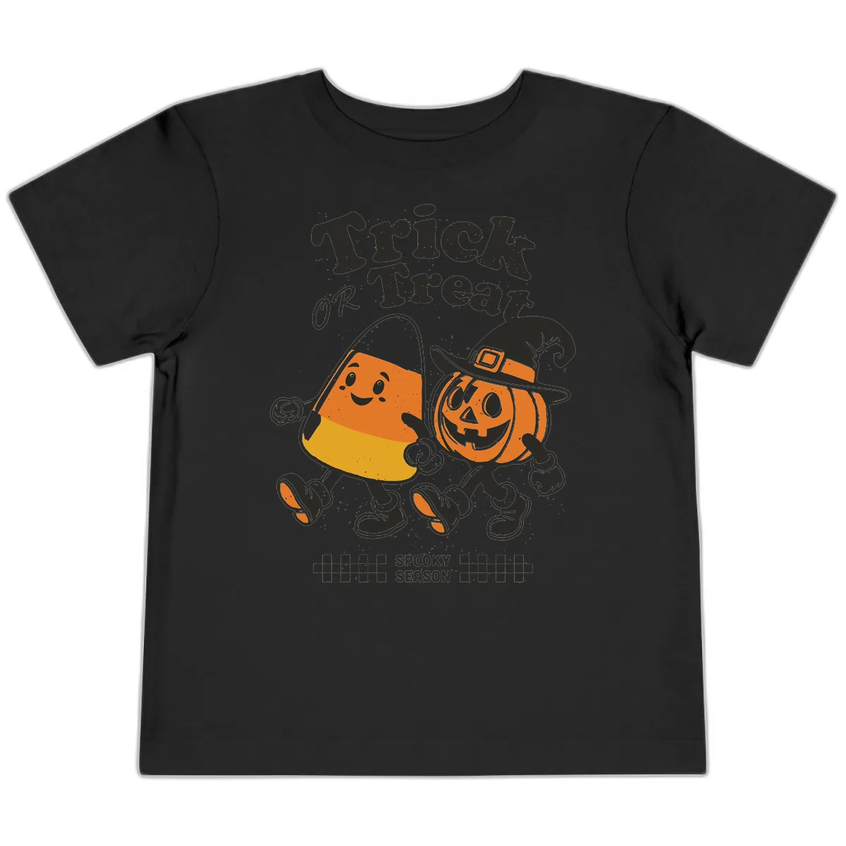 Trick Or Treat Candy Corn Pumpkin Pals Toddler T-Shirt in Black