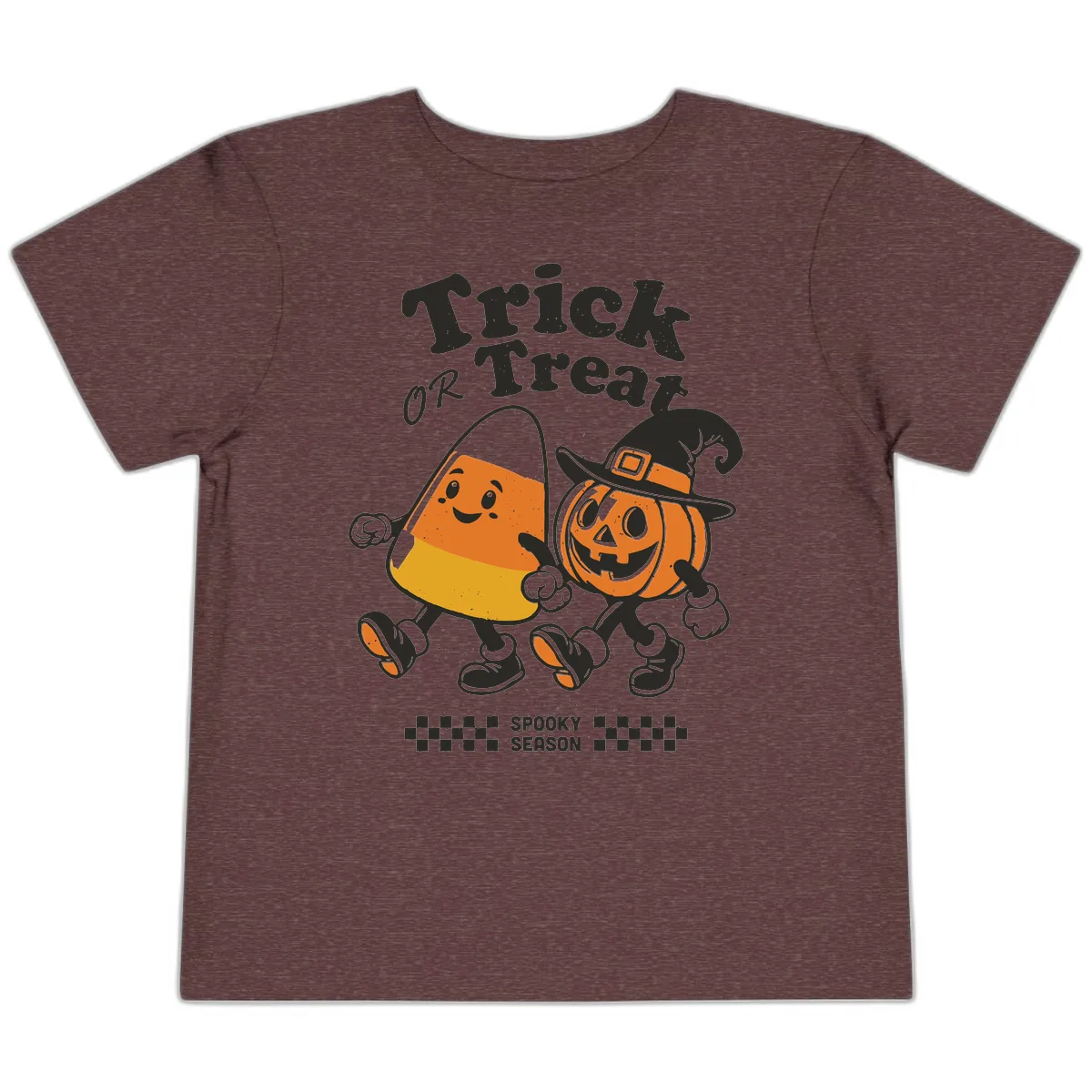 Trick Or Treat Candy Corn Pumpkin Pals Toddler T-Shirt in Heather Maroon