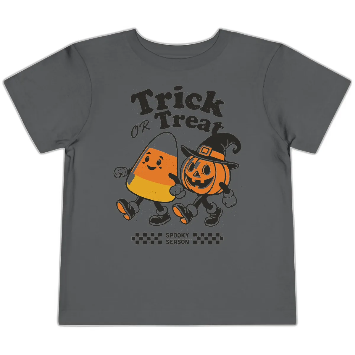 Trick Or Treat Candy Corn Pumpkin Pals Toddler T-Shirt in Asphalt