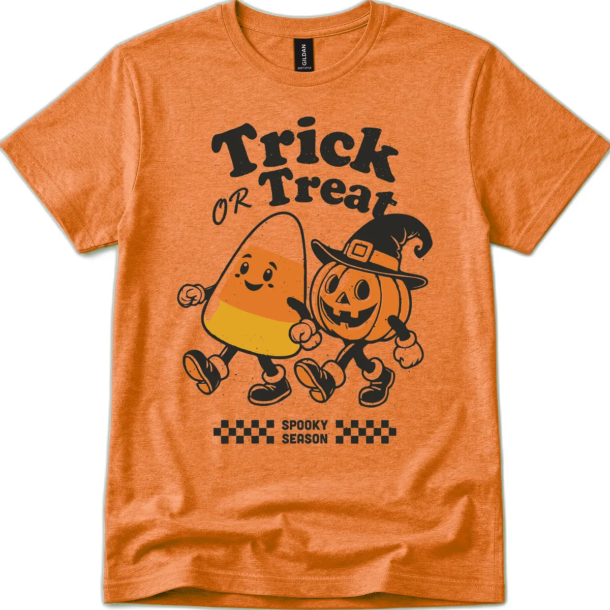 Trick Or Treat Candy Corn Pumpkin Pals T-Shirt in Heather Orange