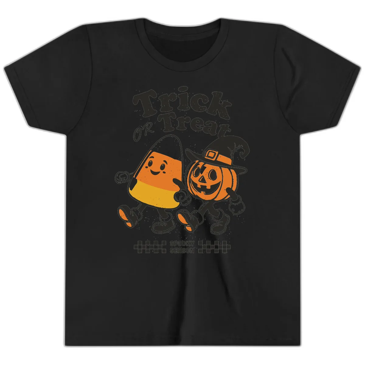 Trick Or Treat Candy Corn Pumpkin Pals Youth T-Shirt in Black