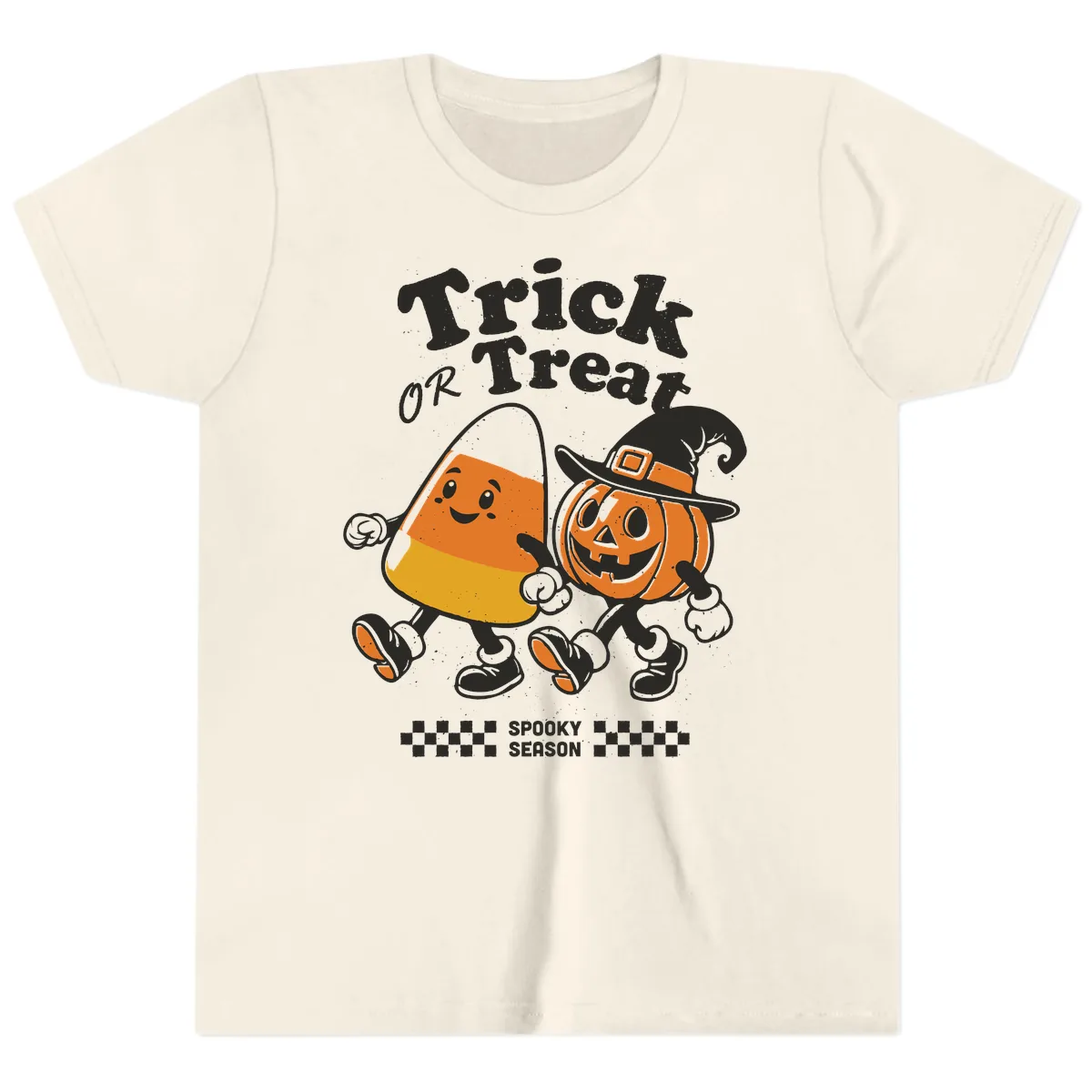 Trick Or Treat Candy Corn Pumpkin Pals Youth T-Shirt in Natural