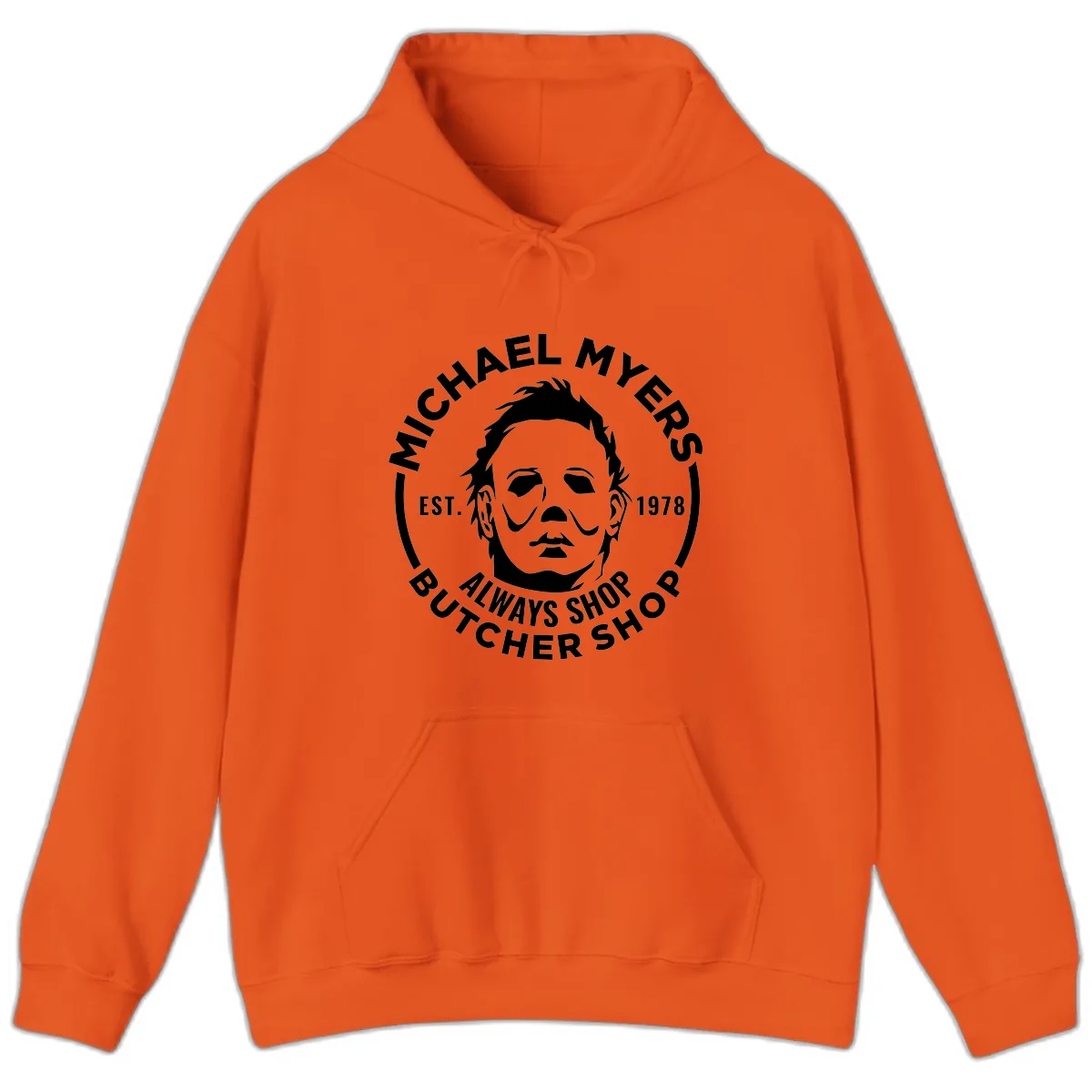 Michael Myers Butcher Shop Logo Hoodie in Orange