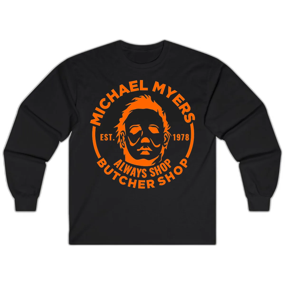 Michael Myers Butcher Shop Logo Long Sleeve in Black