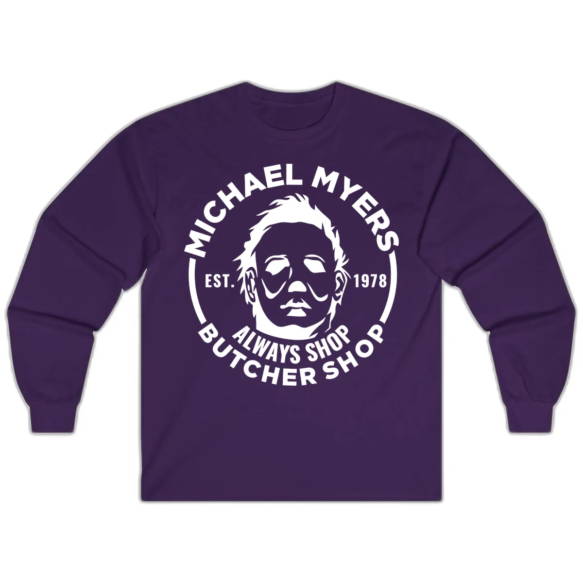 Michael Myers Butcher Shop Logo Long Sleeve in Purple