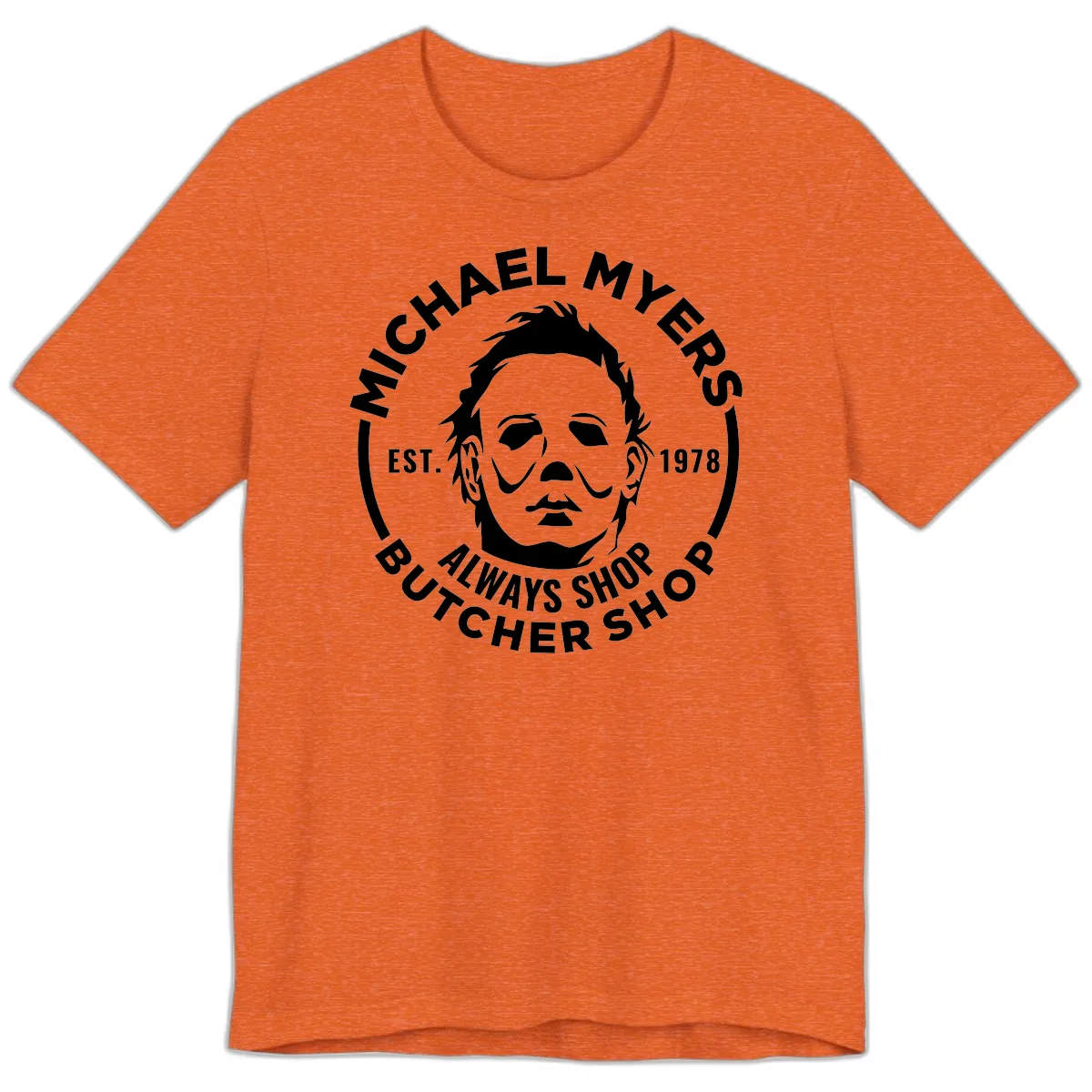 Michael Myers Butcher Shop Logo Premium T-Shirt in Heather Orange