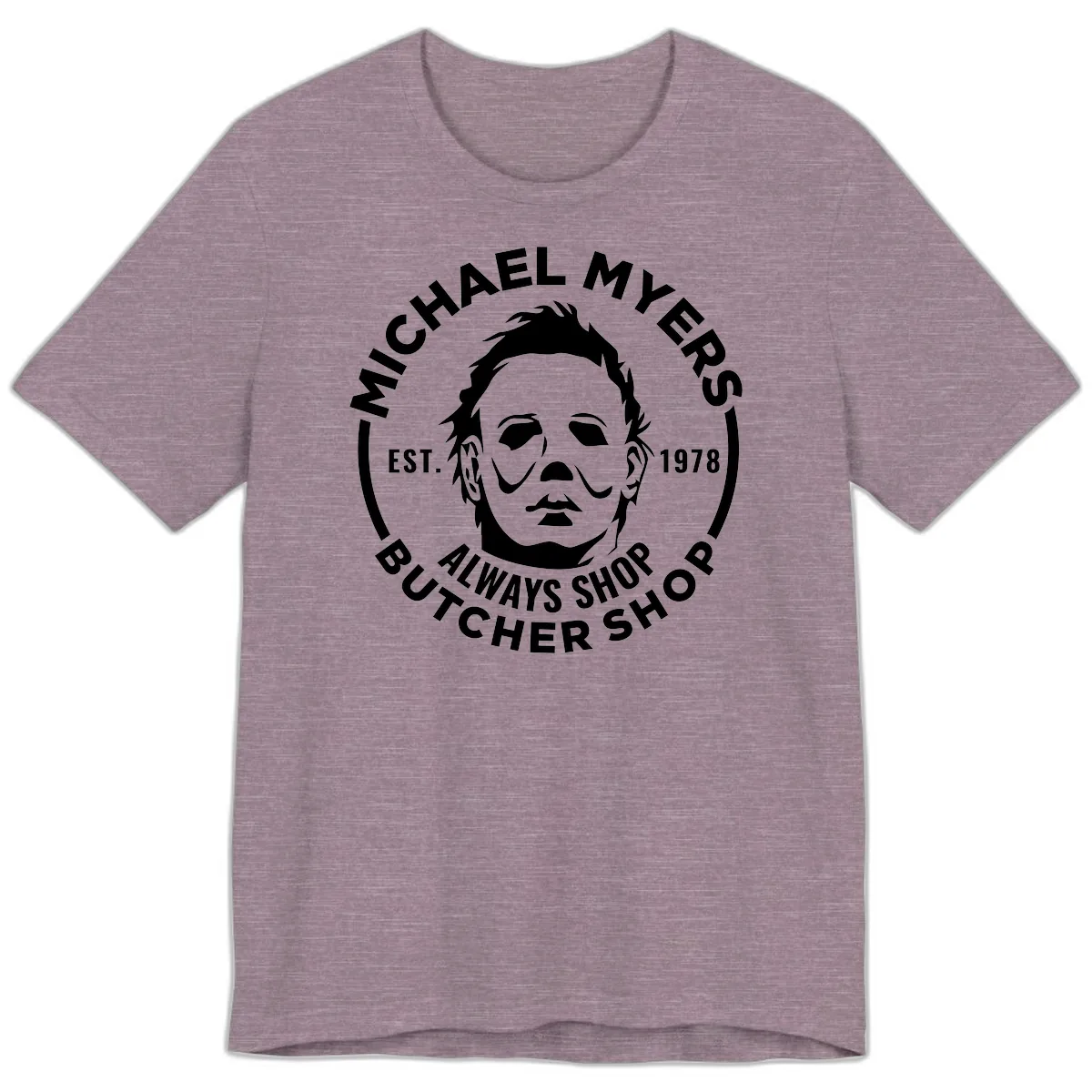 Michael Myers Butcher Shop Logo Premium T-Shirt in Heather Purple