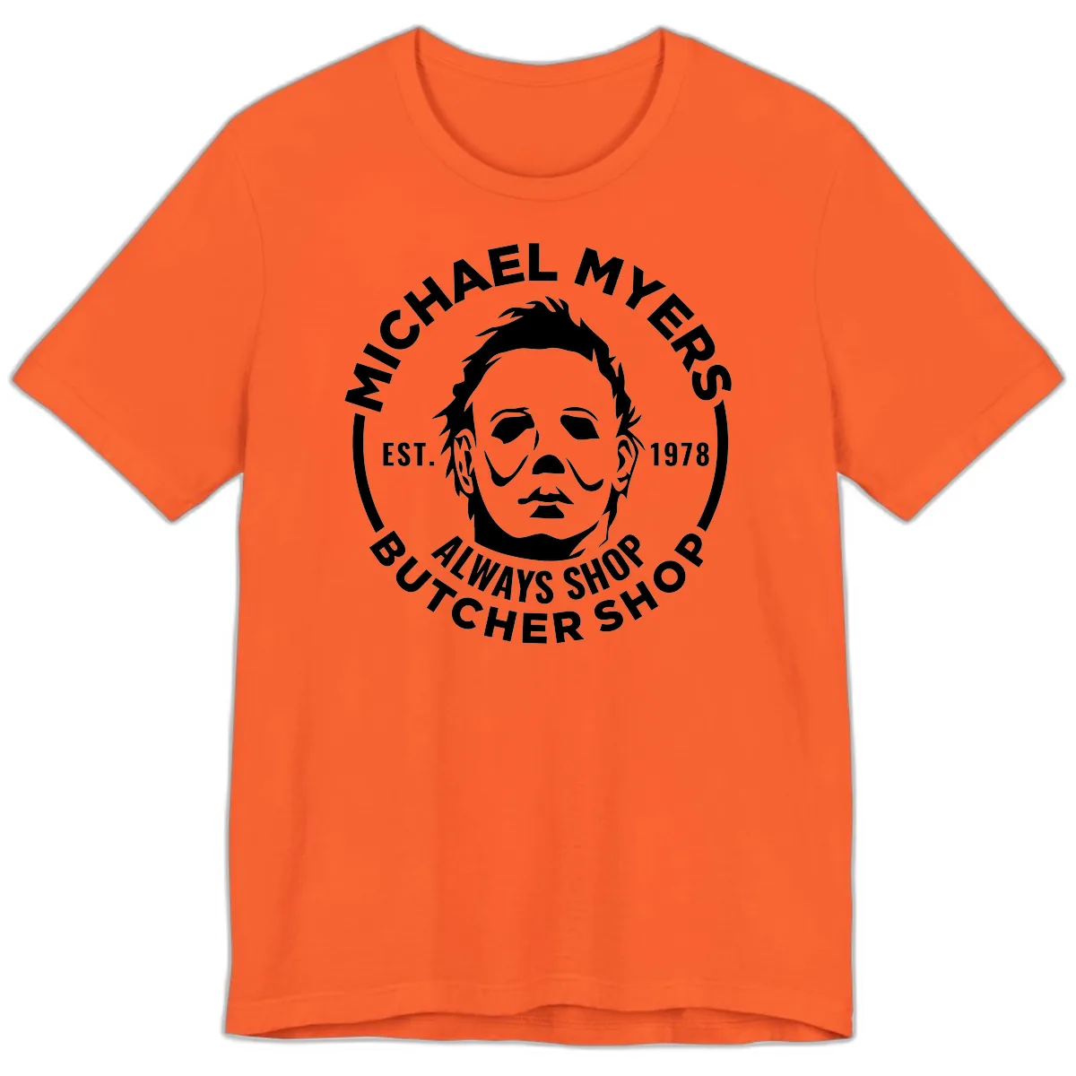 Michael Myers Butcher Shop Logo Premium T-Shirt in Orange