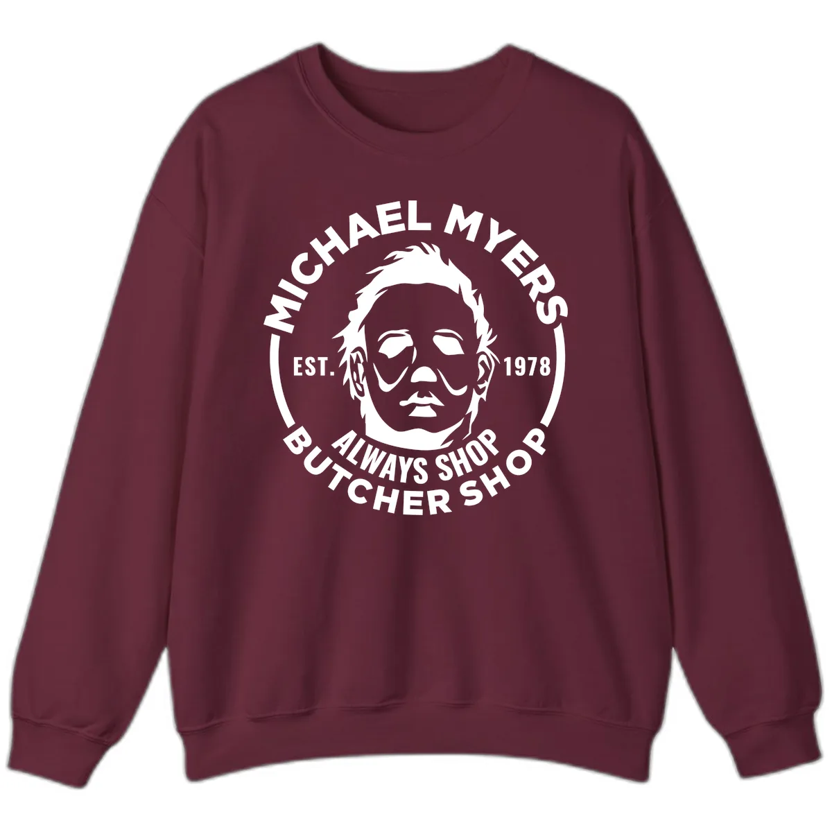 Michael Myers Butcher Shop Logo Sweatshirt in Maroon