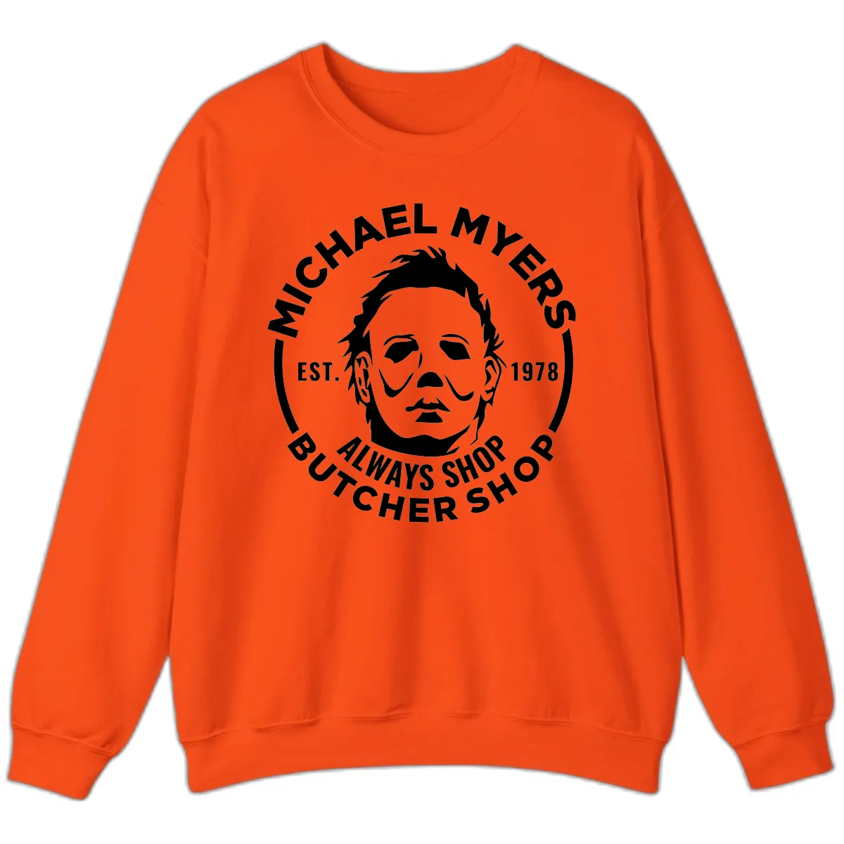 Michael Myers Butcher Shop Logo Sweatshirt in Orange