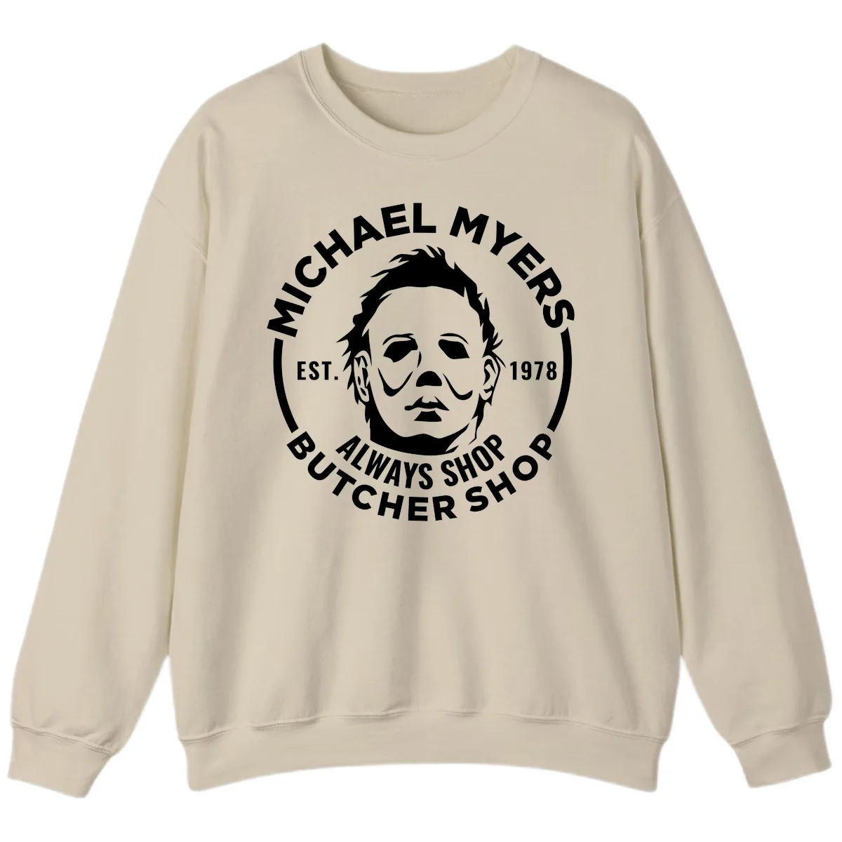 Michael Myers Butcher Shop Logo Sweatshirt in Sand