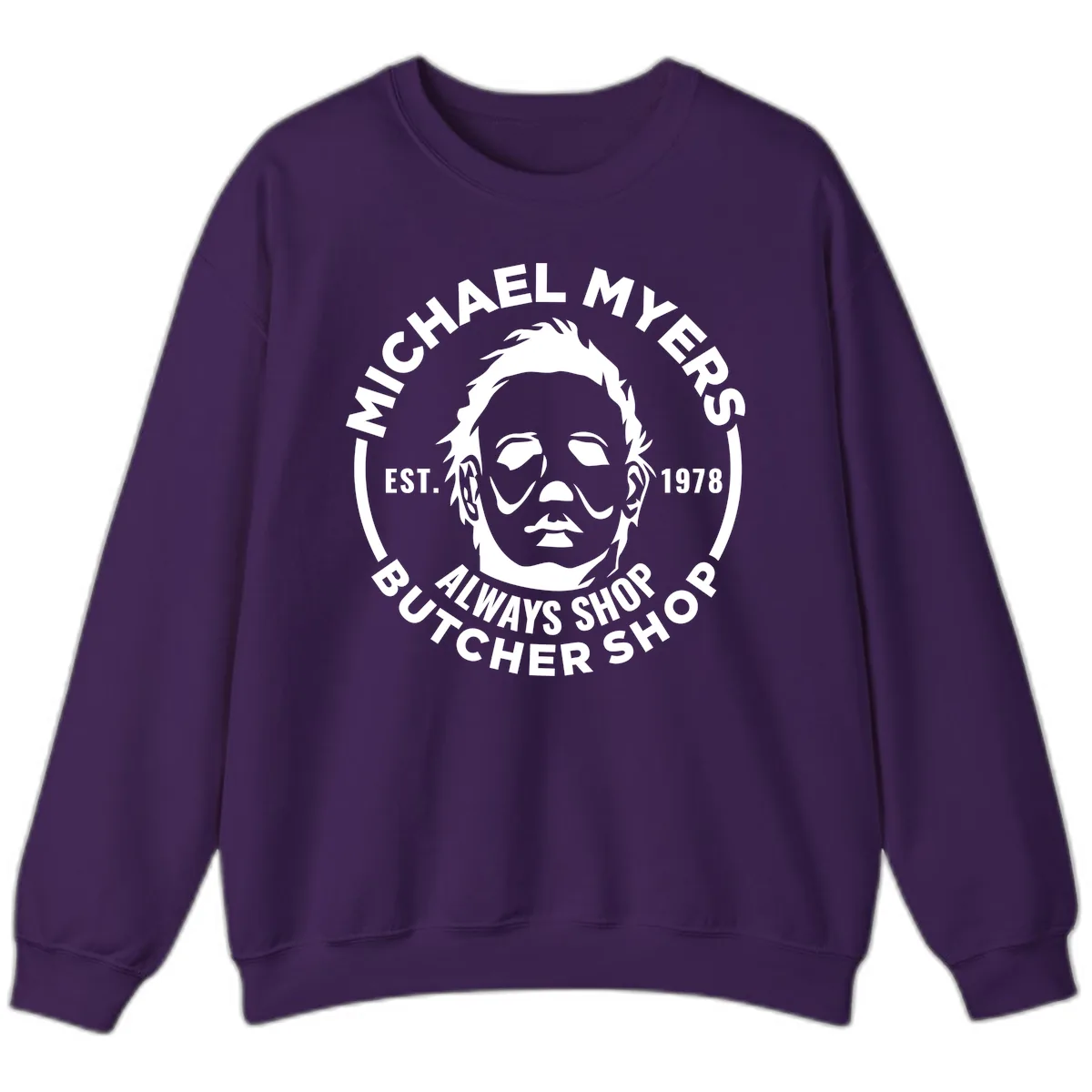 Michael Myers Butcher Shop Logo Sweatshirt in Purple